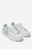 Girls Leather Lace-Up Tweety Trainers in Ivory