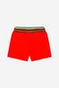 Boys Cotton Logo Bermuda Shorts in Red
