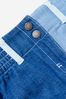 Girls Cotton Denim Two-Tone Shorts in Blue