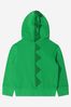 Boys Cotton Fleece Crocodile Zip Up Hoodie in Green