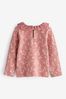 Pink Ditsy Brushed Broderie Collar Top (3mths-7yrs)