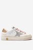 Unisex Leather Suede Python Print Super-Star Trainers in White