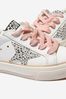 Unisex Leather Suede Python Print Super-Star Trainers in White