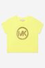 Girls Cotton Jersey Sequin Logo T-Shirt in Yellow
