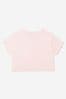 Girls Cotton Jersey Studded Logo T-Shirt in Pink