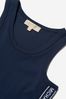 Girls Cotton Jacquard Logo Sleeveless Dress in Navy