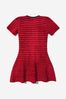 Girls Cotton And Wool Knit Dress in Red