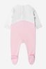 Baby Girls Cotton Sleepsuit And Bib Gift Set in Pink