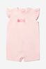 Baby Girls Organic Cotton Logo Print Shortie in Pink