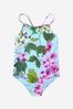 Girls Bellflower Print Swimsuit in Purple