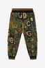 Boys Cotton Logo Military Trousers in Green