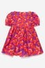 Girls Cotton Poppy Print Dress in Red