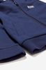 Boys Cotton French Terry Hooded Track Cardigan in Navy