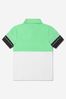 Boys Cotton Pique Logo Print Polo Shirt in Green