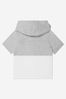 Boys Cotton Logo Print Hooded T-Shirt in Grey