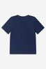 Boys Cotton Jersey Logo Print T-Shirt in Navy