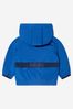 Baby Boys Recycled Nylon Hooded Logo Windbreaker Jacket in Blue