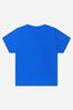 Baby Boys Cotton Jersey Logo Print T-Shirt in Blue