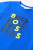 Baby Boys Cotton Jersey Logo Print T-Shirt in Blue