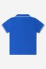 Baby Boys Cotton Pique Branded Polo Shirt in Blue
