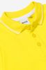 Baby Boys Cotton Pique Branded Polo Shirt in Yellow