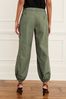 Khaki Green Embroidery Parachute Cotton Cargo Trousers