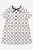 Girls Embroidered GG Dress in Ivory