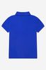 Boys Cotton Slim Fit Polo Shirt in Blue