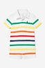 Baby Boys Cotton Jersey Striped Romper in White