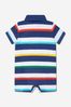 Baby Boys Cotton Striped Polo Romper in Blue