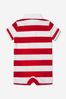 Baby Boys Cotton Jersey Striped Rugby Romper in Red