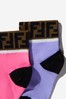 Unisex Cotton Logo Trim Socks 2 Pack Set in Lilac