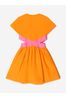 Girls Cotton Cut Out Logo Tape Dress in Orange