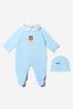 Baby Boys Cotton Teddy Bear Babygrow Gift Set in Blue