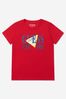 Boys Abstract Logo Print T-Shirt in Red