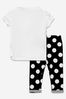 Baby Girls T-Shirt And Polka Dot Leggings in White
