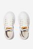 Girls Faux Leather Logo Trainers in White