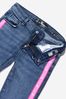 Girls Cotton Denim Logo Tape Skinny Jeans in Blue