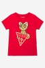 Girls Cotton Cat Logo T-Shirt in Red
