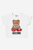Girls Cotton Teddy Toy And Fruit Logo T-Shirt in White