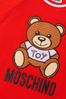 Girls Cotton Teddy Toy Logo Dress in Red