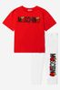 Girls Cotton T-Shirt And Leggings Set in Red