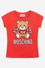 Girls Cotton Toy Teddy Cheerleader T-Shirt in Red