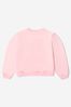 Girls Cotton Teddy Toy And Fruit Logo Sweatshirt in Pink