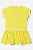 Baby Girls Cotton Teddy Toy Logo Dress in Yellow