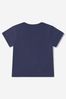 Baby Unisex Cotton Teddy Logo T-Shirt in Navy