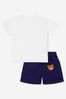 Baby Boys Cotton Teddy Bear T-Shirt And Shorts Set in Navy