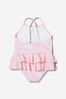 Baby Girls Teddy Toy Logo Swimsuit in Pink