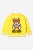 Baby Unisex Cotton Teddy Toy Logo Sweatshirt in Yellow