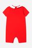 Baby Unisex Cotton Teddy Toy Romper In A Gift Box in Red